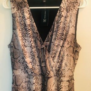 INC Womens Snake Print Faux-Wrap Sleeveless Maxi Dress